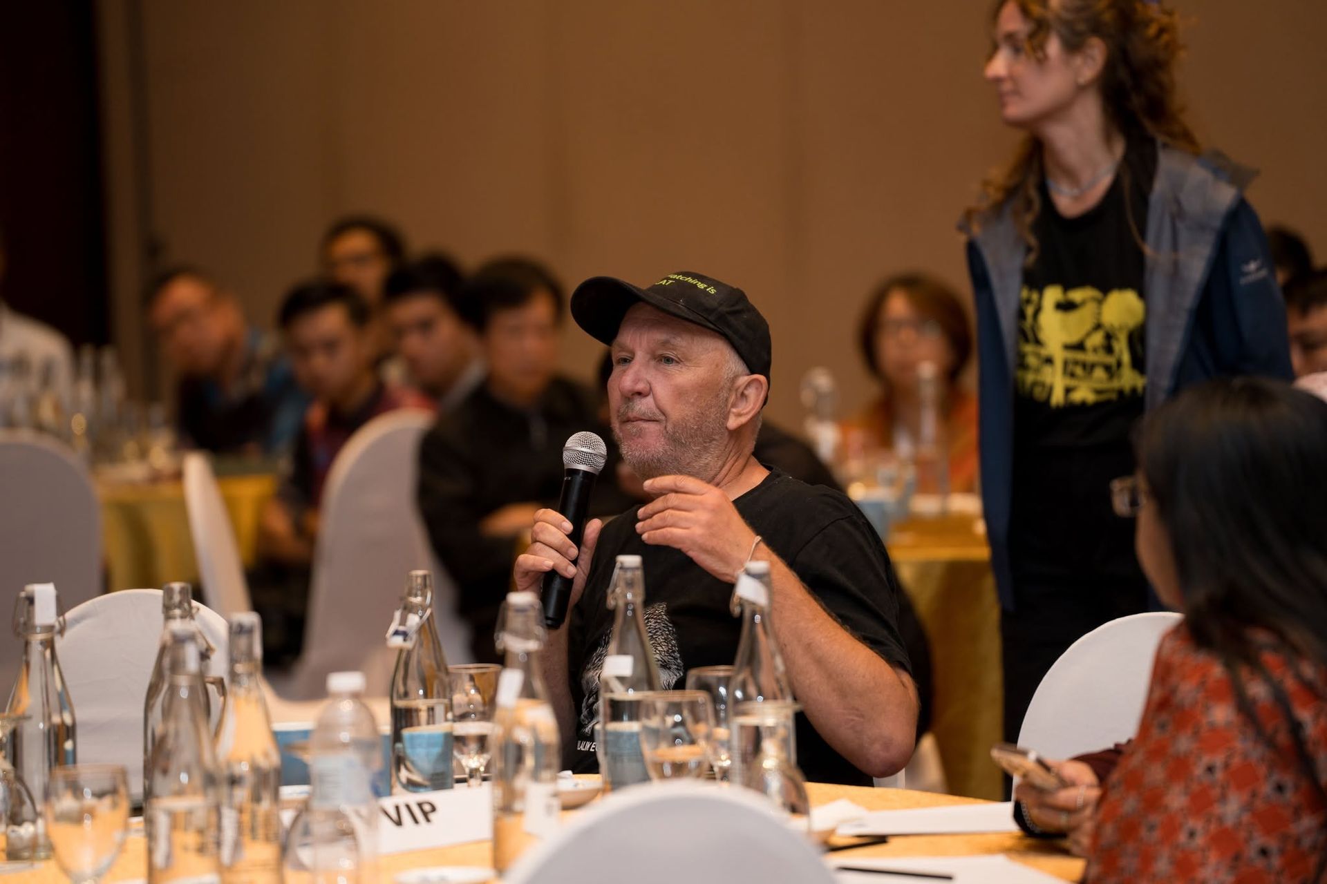 Jon Hall, founder of mammalwatching.com, speaking at a conference